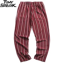 Мужские штаны для бега в стиле хип-хоп, Ретро стиль, в полоску, Харадзюку, мешковатые спортивные штаны, уличная одежда, красные штаны-шаровары, спортивные брюки, тонкие