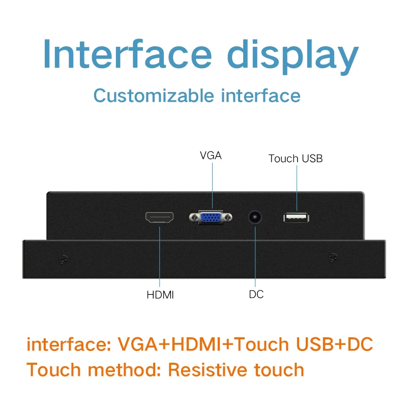 12 ''/12,1 дюймов промышленный монитор VGA/HDMI/DVI/USB 1024*768 одноточечный сенсорный экран - Цвет: VGA HDMI USB