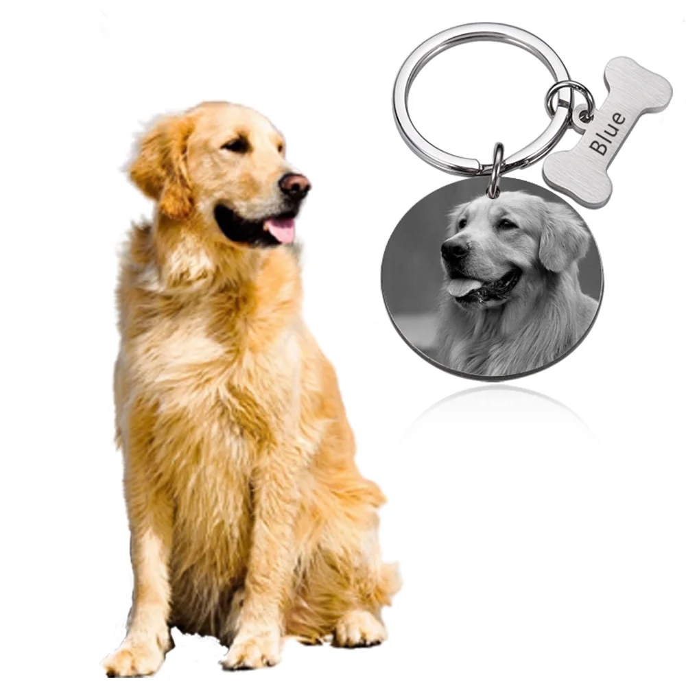 

Personalized Engraving Pet Cat Name Photo Tags Customized Dog ID Tag Collar Airtag Leash Anti-lost Pendant Keyring Accessories