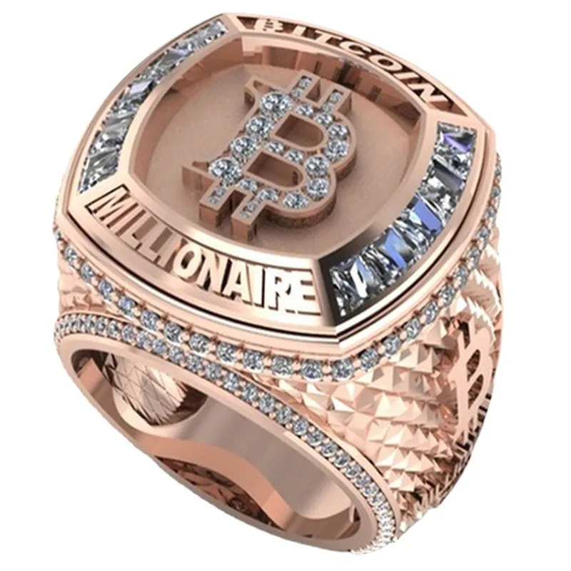 New Hip Hop Men Fashion Stainless Steel Golden Bitcoin Commemorative Gift Ring Jewelry Anniversary Wedding Party | Украшения и