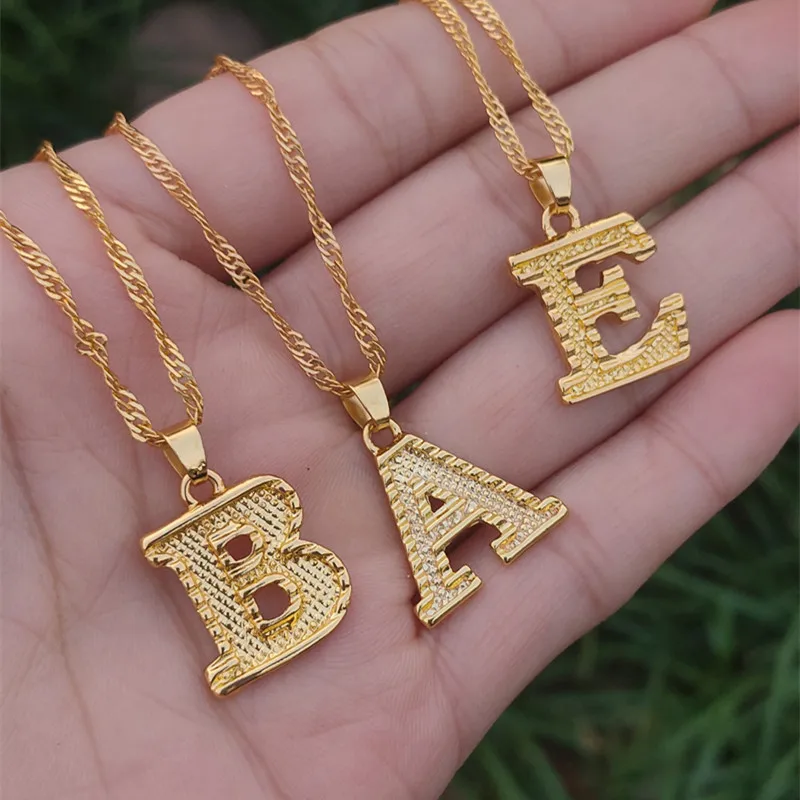 Initial Letter Pendant Necklace A C E I J K L M N O P Q R S T U V W X Y Z Alphabet Choker Stainless Steel Jewelry Collares Para | Украшения