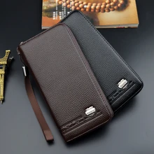 

New Men's Long Lychee Pattern Wallet Male Fashion Large-capacity Business Clutch Mobile Phone Bag Multi-card Slot Card Holder