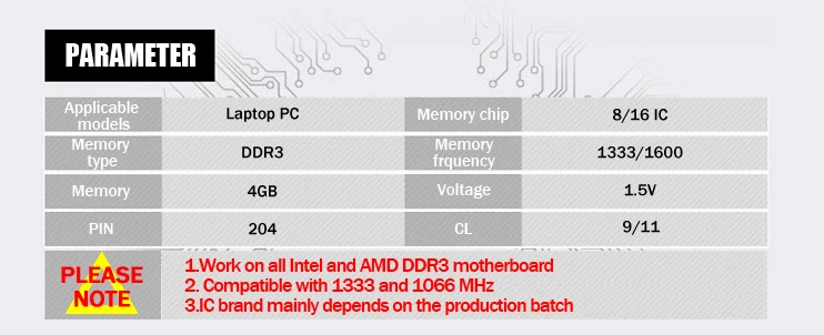 Veineda portátil ddr3 4gb 8gb 1333 1600mhz