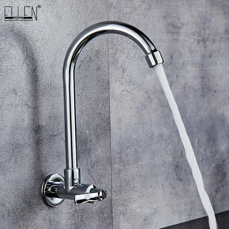 stainless steel Wall Mount Swivel Spout Kitchen Sink Tap Single Cold WaterFaucet