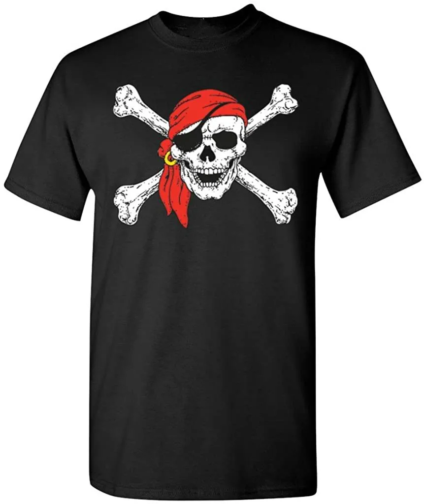 

Pirate Skull & Crossbones Pirate Flag T-Shirt. Summer Cotton Short Sleeve O-Neck Men's T Shirt New Gift S-3XL