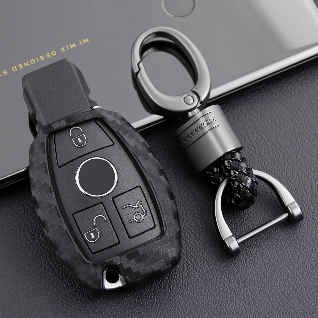 Carbon Fiber Car Key Case Cover For Mercedes W204 W205 W212 X156 X253 W166 X204