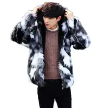 Мужская Зимняя парка, пальто, мужское пальто с длинным рукавом, пальто из искусственного меха, новая теплая куртка из лисьего меха, верхняя одежда, толстая Меховая куртка с капюшоном