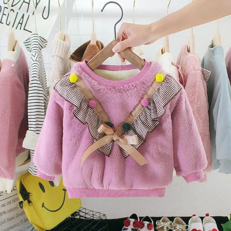 Модная одежда для маленьких девочек; Детский свитер с оборками; плотный флисовый свитер в клетку для новорожденных; весенне-Осенняя детская одежда