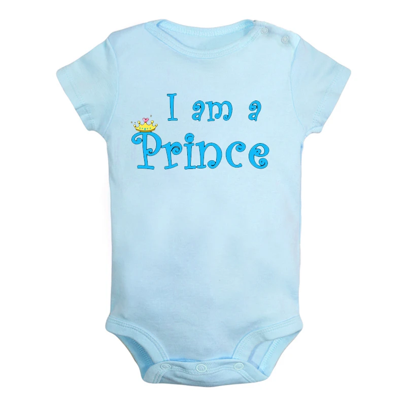 Одежда для новорожденных мальчиков и девочек с надписью «I am a princess I'm not a baby» комбинезон с принтом для малышей, боди с короткими рукавами, хлопковая одежда - Цвет: JaBaby2778BLD