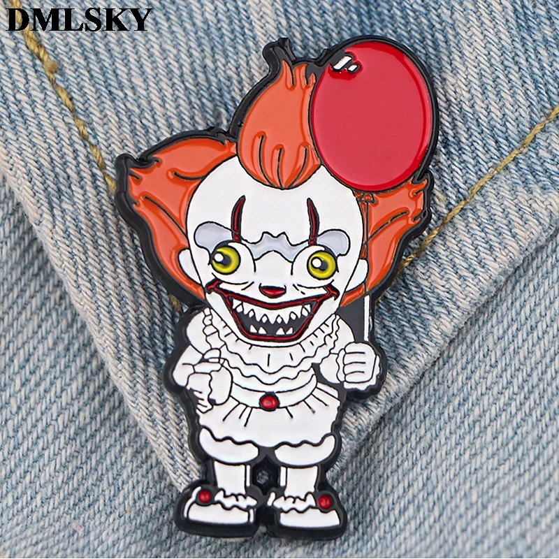 Dmlsky Scary Clown Enamel Brooches Metal Pins Cool Badges Hat Pins