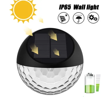 

4PCS Solar Fence Lamp Outdoor Waterproof IP65 Round Fence Light Warm Lighting Effect For Garden Yard Decoration