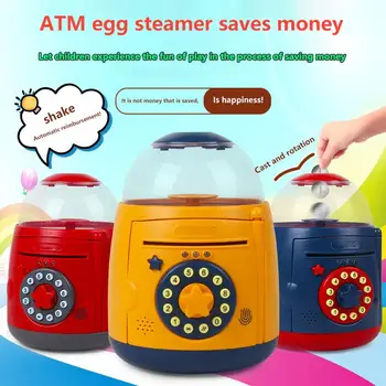 

Piggy Bank Coin Box Egg Steamer Shape Dog Deposit Saving Money Safe Box Electronic Cash Plastic Safety Deposit Box for Children