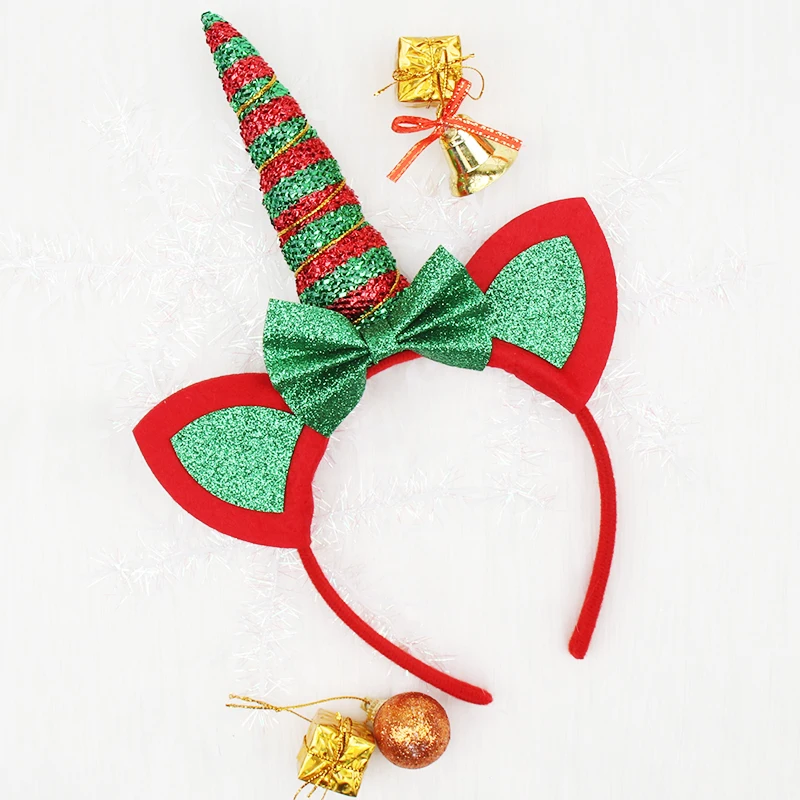 

1Pc Christmas Glitter Ears Hairband for Girls Handmade Unicorn Hair Band Headband Party Dance Kids Hair Accessories
