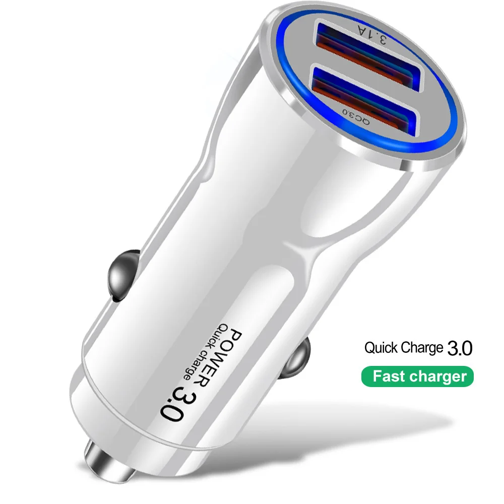 Crauch Dual usb Автомобильное зарядное устройство quick charge 3,0 5V 3.1A универсальное автомобильное зарядное устройство для телефона для iPhone планшет Samsung GPS быстрое автомобильное зарядное устройство - Тип штекера: White