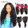 Karizma Brazilian Hair Weave Bundles With Closure Brazilian Loose Wave 3 Bundles With Closure Non Remy Human Hair With Closure 1