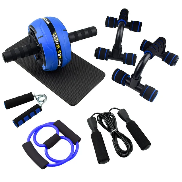 New Green Abdominal Muscle Wheel Combination Set Men and Women Home Thin Waist Exercise Abdominal Muscle Fitness Equipment Blue