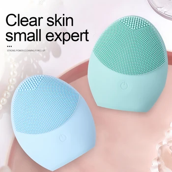 

High Quality Facial Cleansing Brush Sonic Vibration Face Cleaner Silicone Deep Pore Cleaning Electric Waterproof Massage Soft