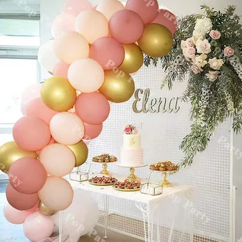 

Blush Pink Gold Balloons Garland Girls Garden Tea Party Birthday Wedding Balloon Baby Shower Hen Party Bachelorette Cocktail
