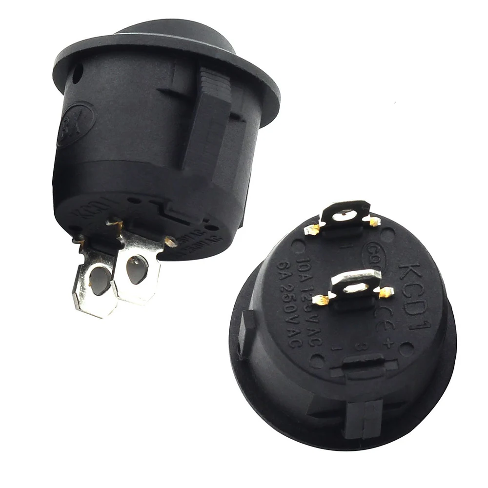 Small Round Black 2-Pin 2-Files 3A250V 6A125V Rocker Switch Seesaw Power Switch Round Switch 1610mm Switch (4)