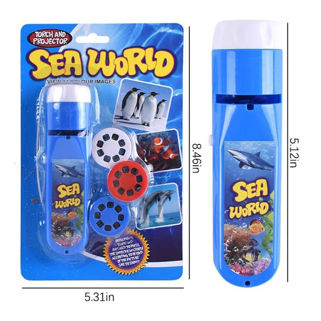 Projector Torch Kids Flashlight Story Book Early Educational Light-up Toys Sleep Light Preschool Fairy Tale Projection Lamp Gift Sea World