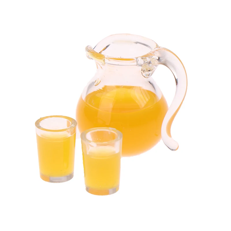 3Pcs/set 1:12 Dollhouse Miniature Food Drink Cup Orange Juice Jug Model Kitchen Decoration For Doll House Kids Toys Gift 6