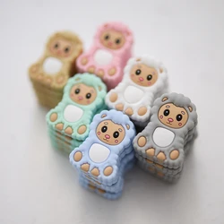 5pc bebê silicone mordedor roedor dos desenhos animados ovelhas mordedor para os dentes de enfermagem grau alimentício bpa livre newbornaby acessórios brinquedo dentição