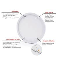 High Brightness LED Circular Panel Light 6W 9W 13W 18W 24W Surface Mounted 2