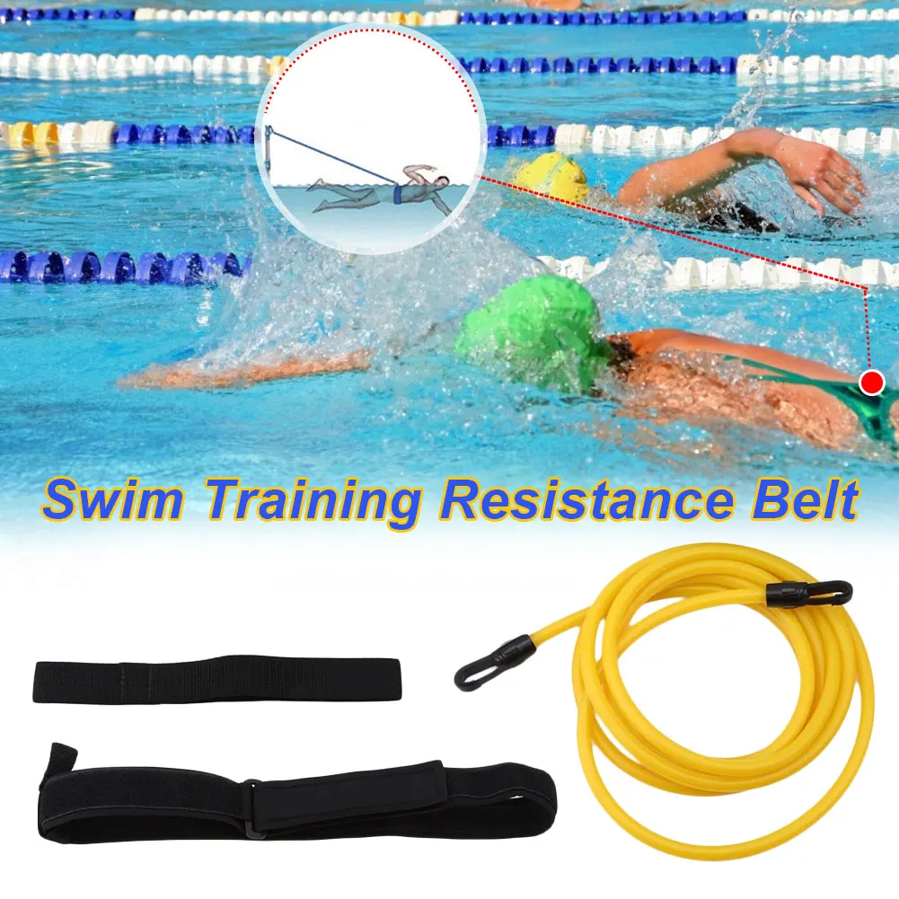 Adjustable Swim Training Resistance Belt Swimming Pool Exerciser Safety Rope 