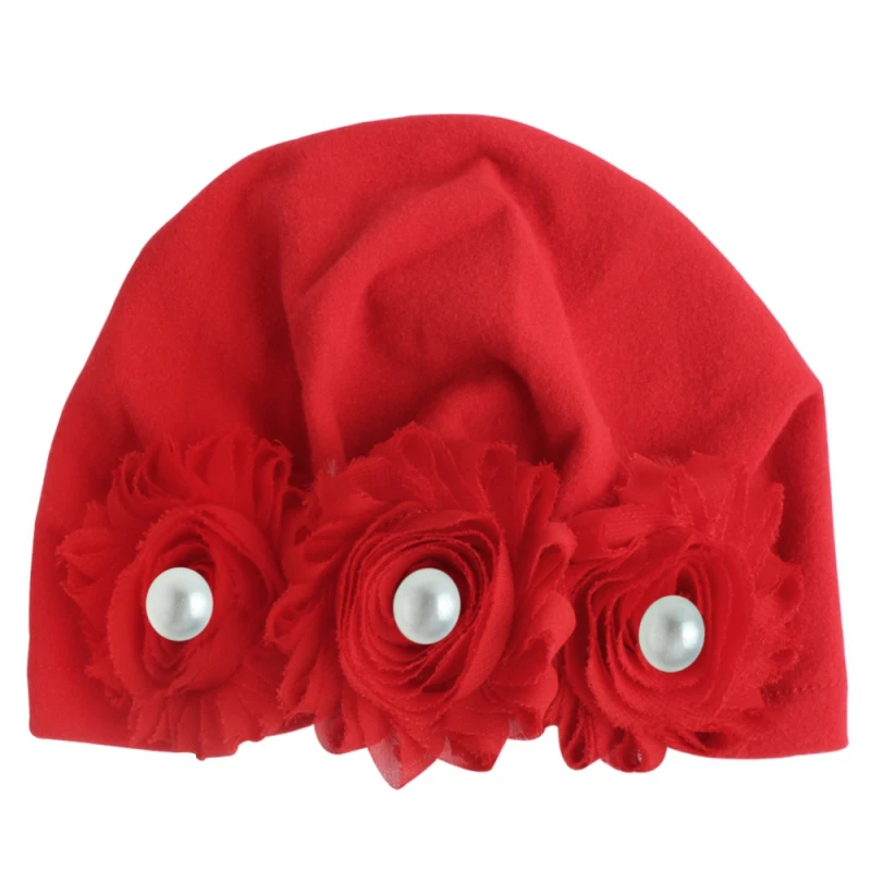 Мягкая эластичная чалма детская шапка головной убор Одежда для новорожденных цветочные жемчужные дизайнерские шапки для мальчиков и девочек