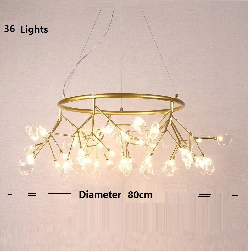 Светодиодная Современная Круглая Люстра Светлячок, стильная Подвесная лампа на ветке дерева, декоративный круг, подвесная светодиодная подвеска