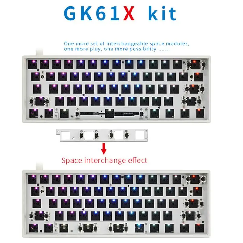 1 комплект GK61X Проводная Механическая клавиатура RGB переключатель кабель Горячая