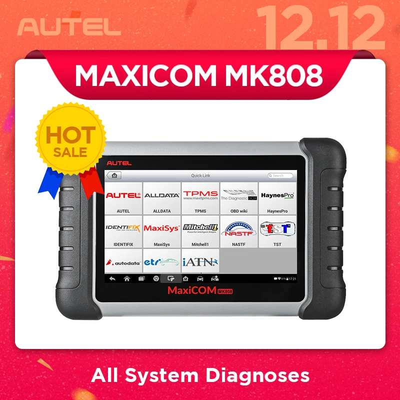 29026.2руб. 22% СКИДКА|Autel MaxiCom MK808 автомобильный диагностический сканер, инструмент для анализа двигателя автомобиля, вся система сброса масла EPB DPF TPMS, ключевой программист on AliExpress 