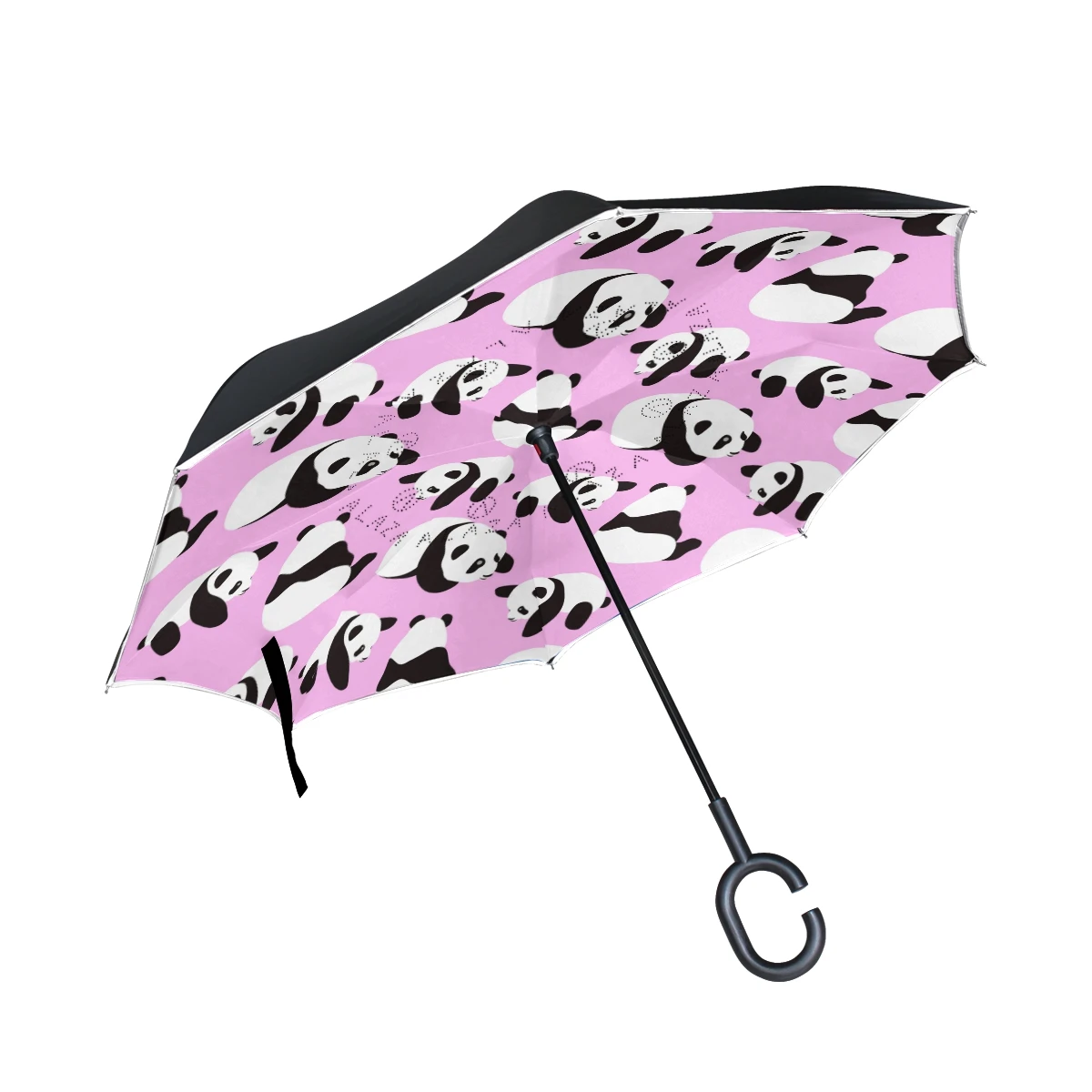 

Windproof Reverse Umbrella Rain Women Cute Panda Bear Pattern Pink Car Umbrella Male Double Layer Inverted Parasol Dropshipping