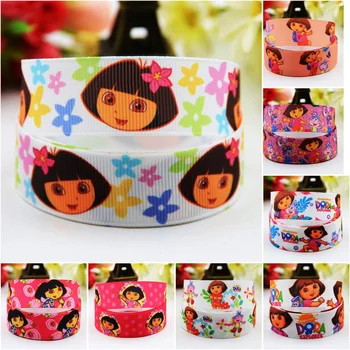

22mm 25mm 38mm 75mm Ruban satin Dora Cartoon Character printed Grosgrain Ribbon Hair Accessories party decoration 10 Yards