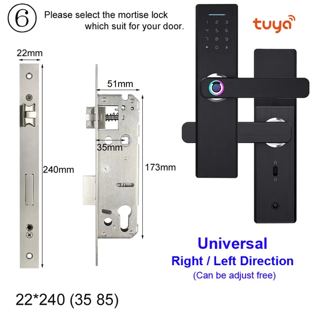 RAYKUBE Wifi Electronic Door Lock With Tuya APP Remotely / Biometric Fingerprint / Smart Card / Password / Key Unlock FG5 Plus 3585