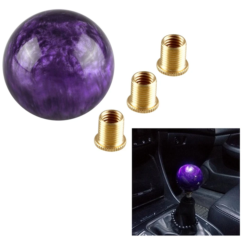 

New Marble Style Round Gear Shift Knob M12 x 1.25 with Adapters Fit for Automatic 5-Speed 6-Speed Cars