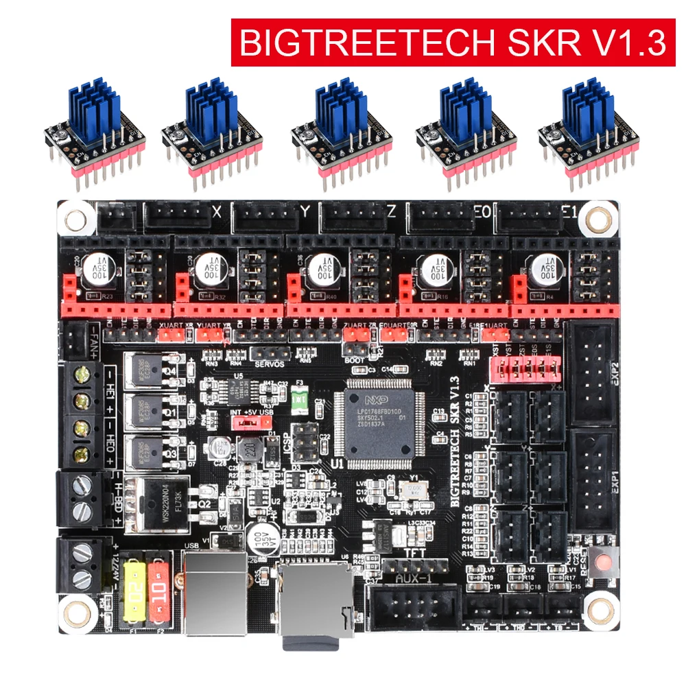Плата BIGTREETECH SKR V1.3 для 3D принтера 32 битная плата управления TMC2208 детали VS V1.4 Ramps 1 4 E3
