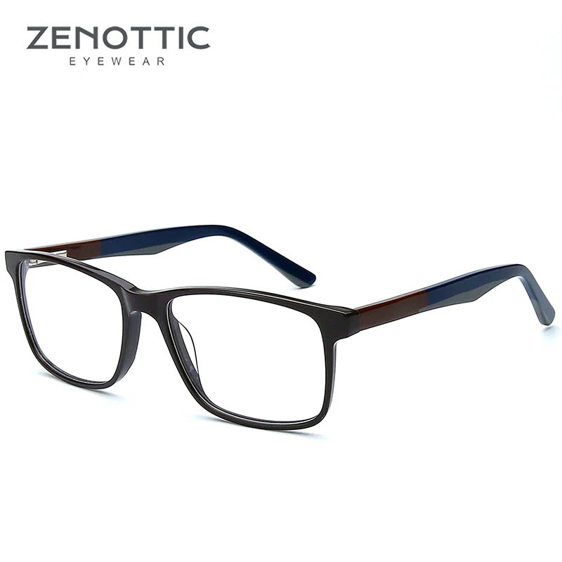 Квадратные ацетатные очки ZENOTTIC по рецепту для мужчин прозрачные с защитой от