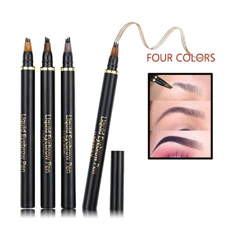 Microblading, ручка для бровей, водостойкая, натуральная вилка, кончик для бровей, карандаш для татуировки, макияж, 4 цвета, для бровей, жидкий, для бровей, ТИНТ