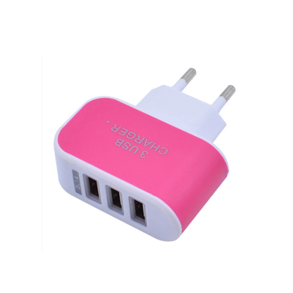 Rose red.. Универсальный 3 USB источника питания Адаптеры портативный домашний Путешествия AC зарядное устройство адаптер со светодиодный светильник-индикатор для планшеты и смартфоны - Цвет: Rose red..