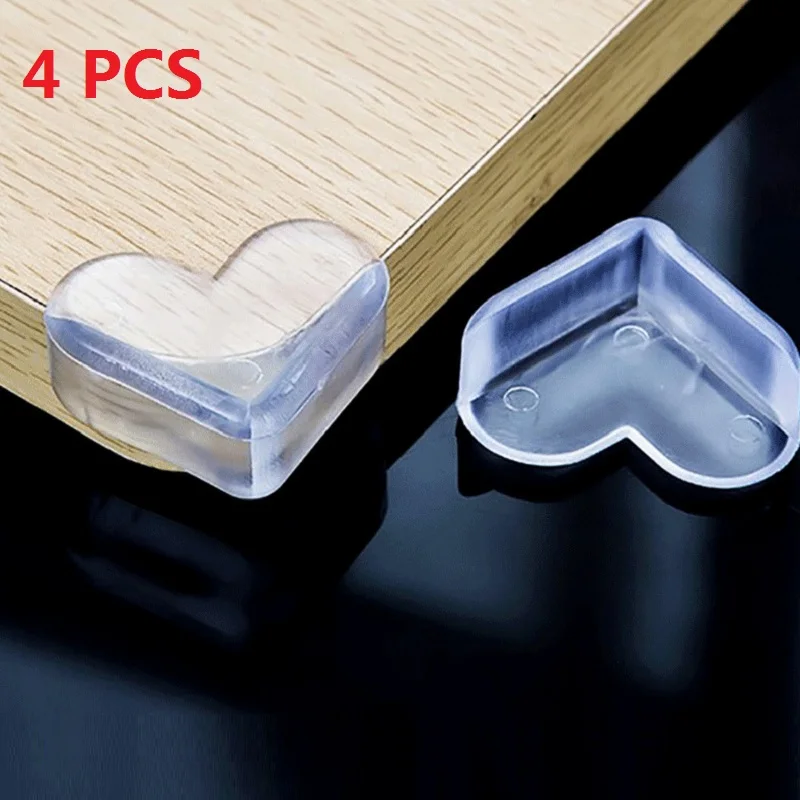 4 pcs heart 4 шт Детские силиконовые прозрачные защитные углы для стола, защита для детей, защита от антиколлизии, углы - Цвет: 4 pcs heart