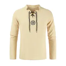 

Spring Men Long Sleeve Medieval Knight Shirt Top Cosplay Costume Party Blouse