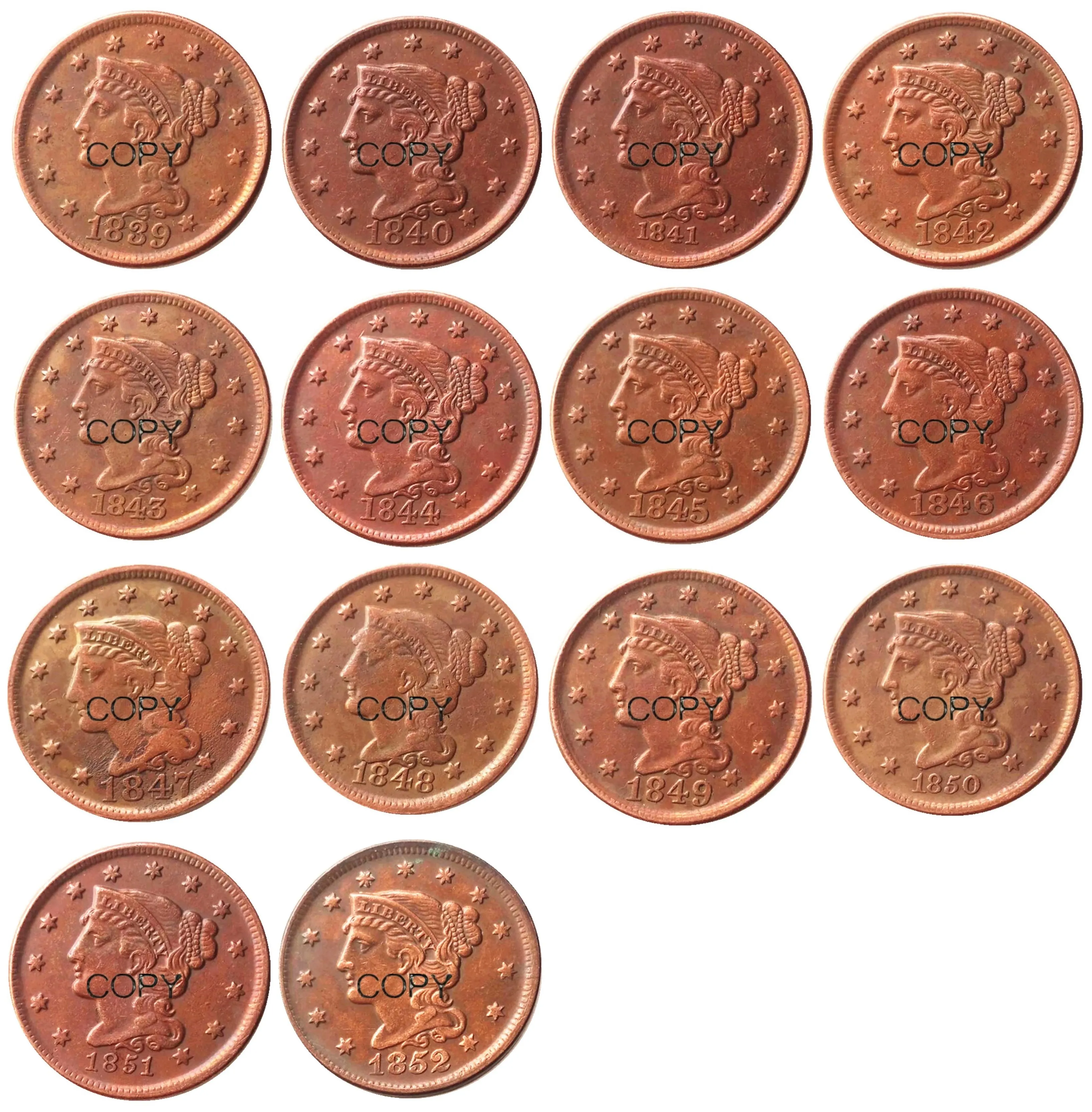 Us Coins 1839 1852 14pcs Dates For Chose Braided Hair Large Cents 100 Copper Coins Coins Mp3 Coin Sellerhair Dyrer Aliexpress