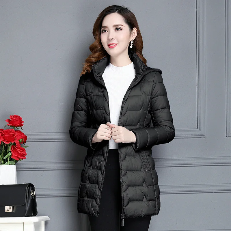 

Mid-length Simple Warm Cotton Coat 2019 Winter New Style Korean-style Slim Fit Slimming Long Sleeve Hooded Fashion Cotton-padded