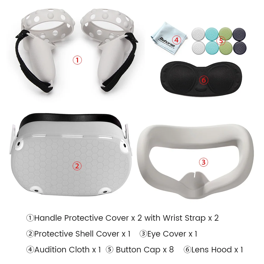 VR Protective Cover Set For Oculus Quest 2 VR Touch Controller Shell Case With Strap Handle Grip For Oculus Quest 2 Accessories 