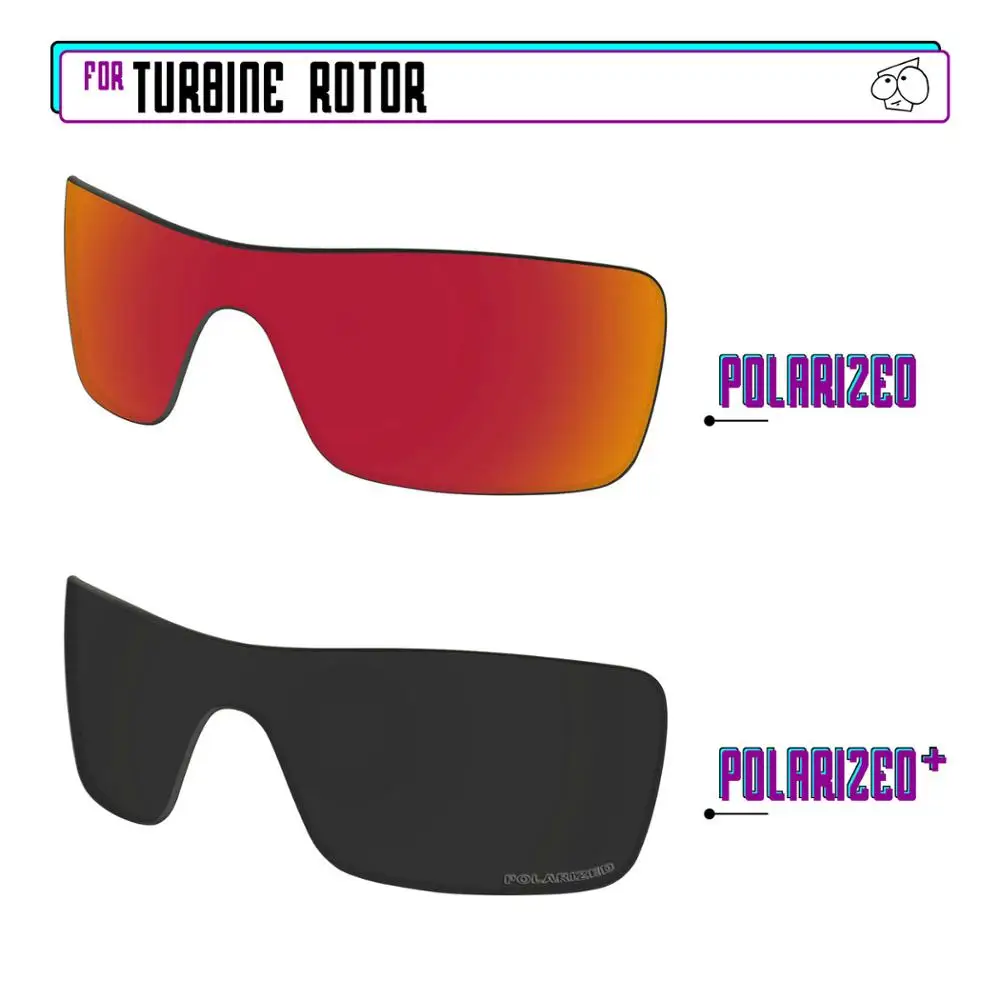 

EZReplace Polarized Replacement Lenses for - Oakley Turbine Rotor Sunglasses - Black P Plus-Red P