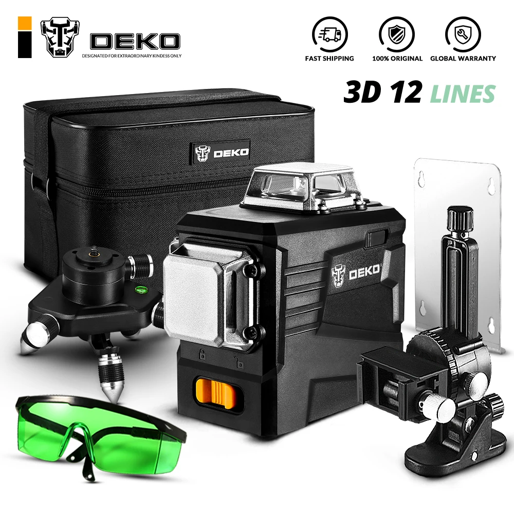DEKO DKLL12PB2 Series 12 Lines Laser Level 360 Horizontal And Vertical Cross Lines With Auto Self Leveling, Indoors and Outdoors|Laser Levels| - AliExpress
