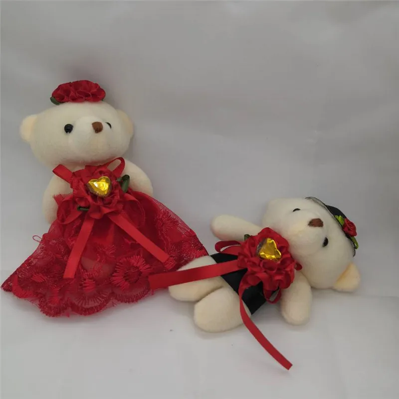 2 Pcs 1Lots Batch Of Cute 13 cm Wedding Bear Plush Stuffed Toy Cartoon Dolls Wedding 4