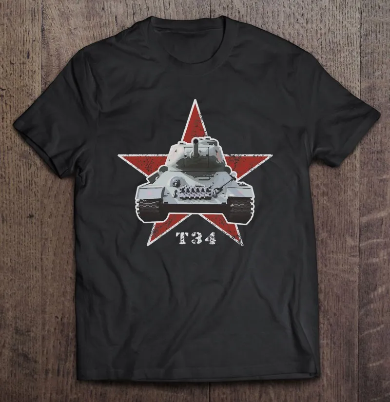 Рубашка T34 мужская хлопковая с круглым вырезом красная армейская футболка
