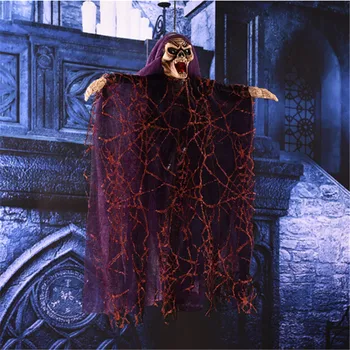 

Halloween Spooky Skeleton Skull Haunted Bar Ghost Hanging Devil Body Ghost Purple Voice Control Props Skull Party Hanging Decor